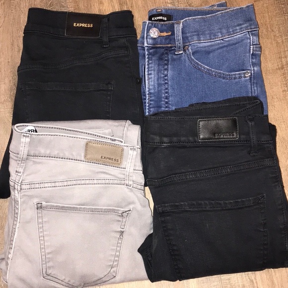 EXPRESS High Rise Skinny Jeans Pants Size 4 LONG Lot Bundle